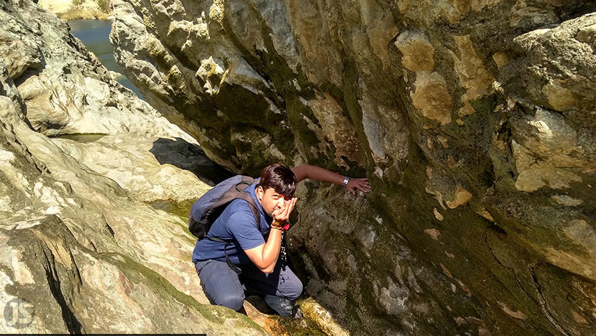 Rasamby drinking some pure water from the Ganalu Falls
